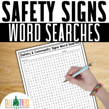 Preview of Community and Safety Signs Word Search Life Skills Special Education Activities