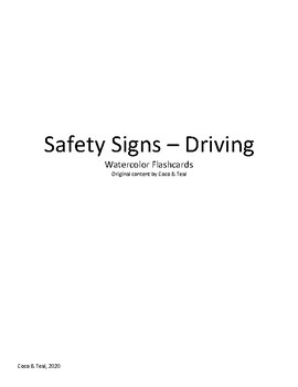 Preview of Safety Signs- Driving (Watercolor Flashcards)