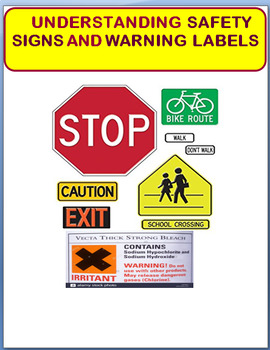 Preview of Safety Signs and Warning Labels-lesson/activites. CDC Health Standard 5