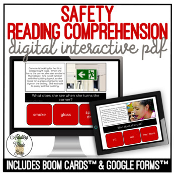 Preview of Safety Simplified Reading Comprehension Digital Interactive Activity