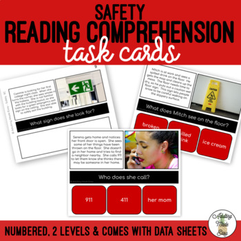 Preview of Safety Simplified Reading Comprehension Task Cards