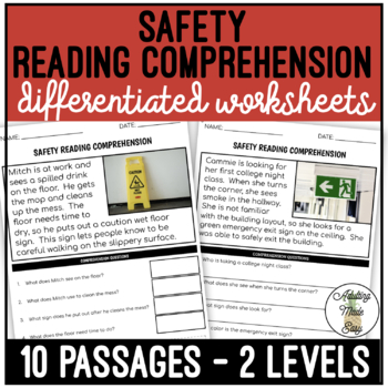 safety simplified reading comprehension worksheets tpt