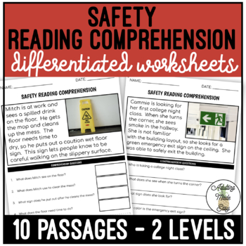 Preview of Safety Simplified Reading Comprehension Worksheets