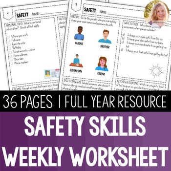 Preview of Safety Skills Weekly Workbook. Special Ed High School Transition
