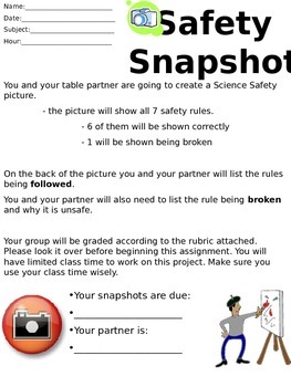 Preview of Safety Snapshot - Lab Safety Activity