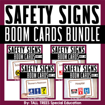 Preview of Community and Safety Signs Special Education Boom Cards BUNDLE