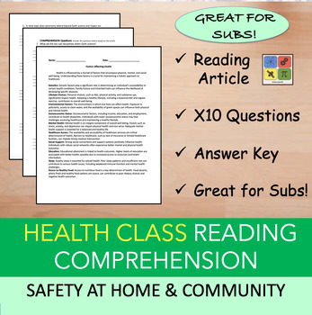 Preview of Safety at Home - Reading Passage and x 10 Questions