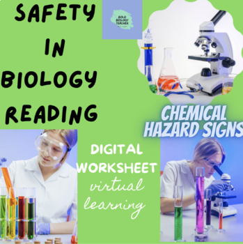 Preview of Safety in Biology Reading | Digital Worksheet | Virtual Learning 