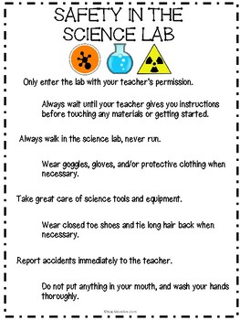 Safety in the Science Lab Poster or Interactive Journal Notes by