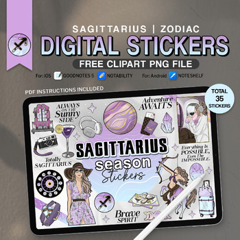 Preview of Sagittarius Season Digital Sticker, 35 PNG Funny Zodiac Signs, Astrology Sticker