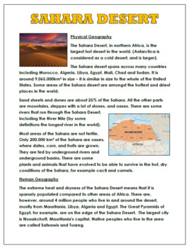 Preview of Sahara Desert Information Sheet (Physical and Human Geography)