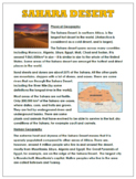 Sahara Desert Information Sheet (Physical and Human Geography)