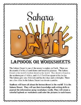 Preview of Sahara Desert Lapbook or Worksheets