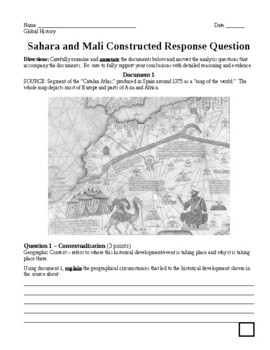 Preview of Saharan Trade and Mali Constructed Response Question (New Regents Style)