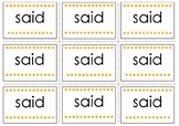 Said Pre-Primer Sight Word Flash Cards