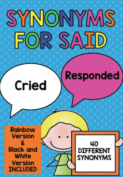 Preview of #AUSBTS19 Said Synonym Speech bubbles {40 synonyms to display} 2 Versions