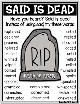 Preview of Said is Dead Writing Spelling Vocabulary Poster FREEBIE