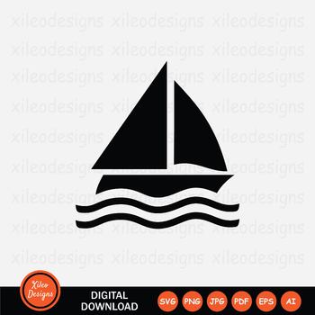 Sailboat Icon Sail Boat Wind Ship Yacht Sea Wave Ocean - SVG PNG JPG ...