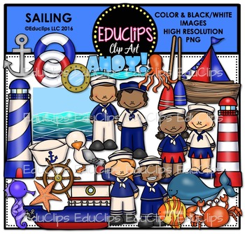 Preview of Sailing Clip Art Bundle {Educlips Clipart}