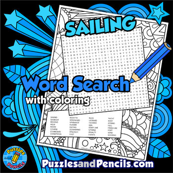 Preview of Sailing Word Search Puzzle Activity with Coloring | Summer Games Wordsearch