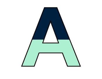 Preview of Sailor Blue and Mint Bulletin Board Letters Classroom Decor (A-Z a-z 0-9)