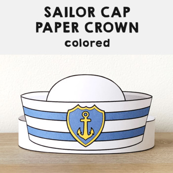 Sailor Cap Hat Paper Crown Printable Career day Craft Activity