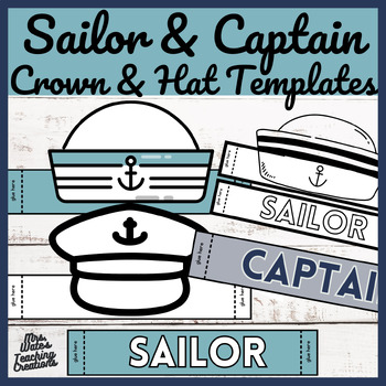 Preview of Sailor & Captain Paper Crown Craft Templates - Ocean Themed Role Play Activities