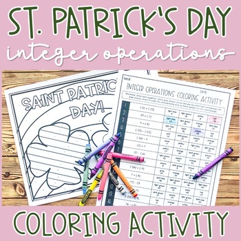 Preview of Saint Patrick's Day Integer Operations Coloring Activity