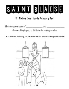 Saint Blaise: Catholic Resource by Little Learners with Ms Latocha
