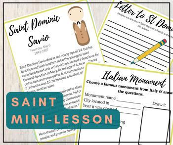 Preview of Saint Dominic Savio Workbook