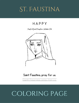 Preview of Saint Faustina Divine Mercy Coloring Page Activity