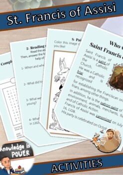 Preview of Saint Francis of Assisi | Readings + Coloring Pages + Activities