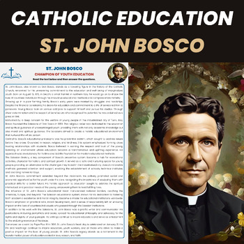Preview of Saint John Bosco Biography for Catholic Schools Week | Key Figures