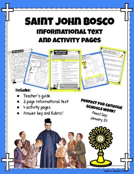 Preview of Saint John Bosco Informational Text and Activity Pages for Catholic Schools Week