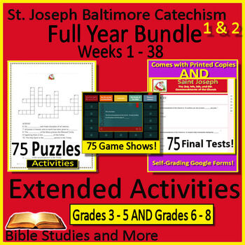Preview of Saint Joseph Baltimore Catechism 1 and 2 BUNDLE Parts I, II & III Lessons 1 - 38