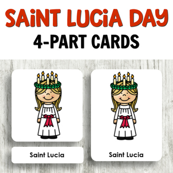 Preview of Saint Lucia Day 4 Part Cards for Christmas Holiday Activities