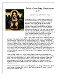Saint Lucy Saint of the Day Worksheet