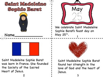 Preview of Saint Madeleine Sophie Barat Mini Book and Prayer Page