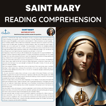 Preview of Saint Mary Reading Comprehension Worksheet | Mother of Jesus | Virgin Mary
