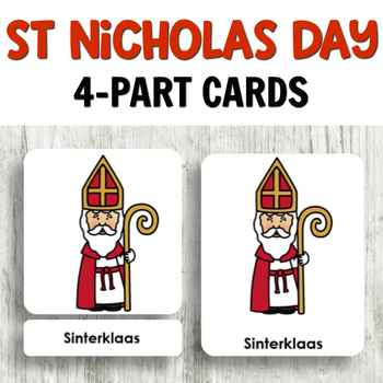 Preview of Saint Nicholas Day 4 Part Cards for Christmas Holiday Activities