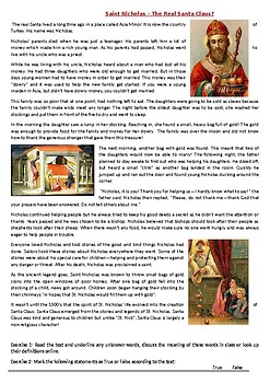 Preview of Saint Nicholas – The Real Santa Claus - Reading Comprehension