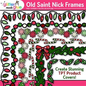 Preview of Saint Nick Christmas Clipart: Page Borders & Frames Clip Art, PNG Black & White
