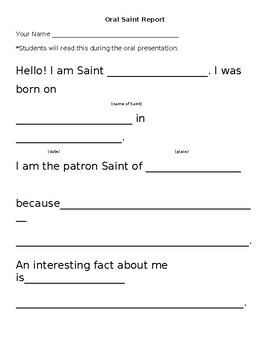 Preview of Saint Oral Report Form