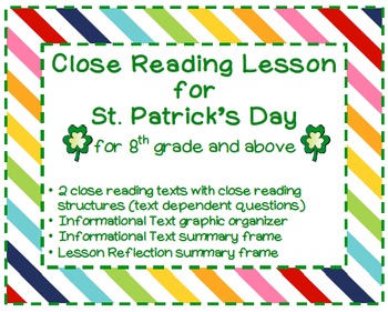 Preview of Saint Patrick : Close Reading activity for St. Patrick's Day