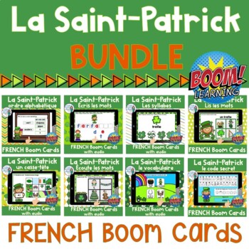 Preview of Saint Patrick: French Saint Patrick's Day Digital Task Cards BUNDLE - BOOM CARDS