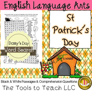 Preview of St Patrick's Day Leprechaun Passages Comprehension Questions Black White No Prep