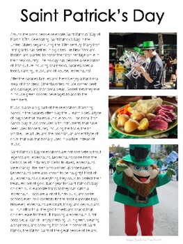 Preview of Saint Patrick's Day Activity - Close Reading Passage - ENGLISH & SPANISH - FREE