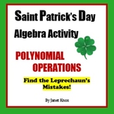 Saint Patrick's Day Algebra Activity:  Polynomial Operations
