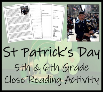 Preview of Saint Patricks Day Close Reading Comprehension Activity | 5th Grade & 6th Grade