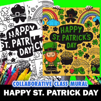 Preview of Saint Patrick's Day Collaborative Group Mural Coloring Project Lesson